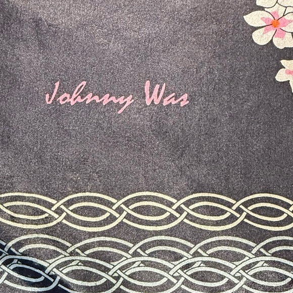 Johnny Was black floral silk scarf - Picture 3 of 4